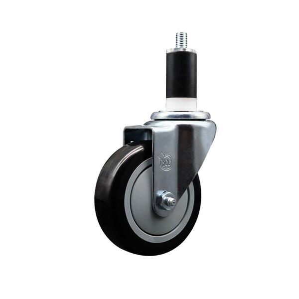 4'' SS Black Poly Wheel Swivel 1-3/8'' Expanding Stem Caster